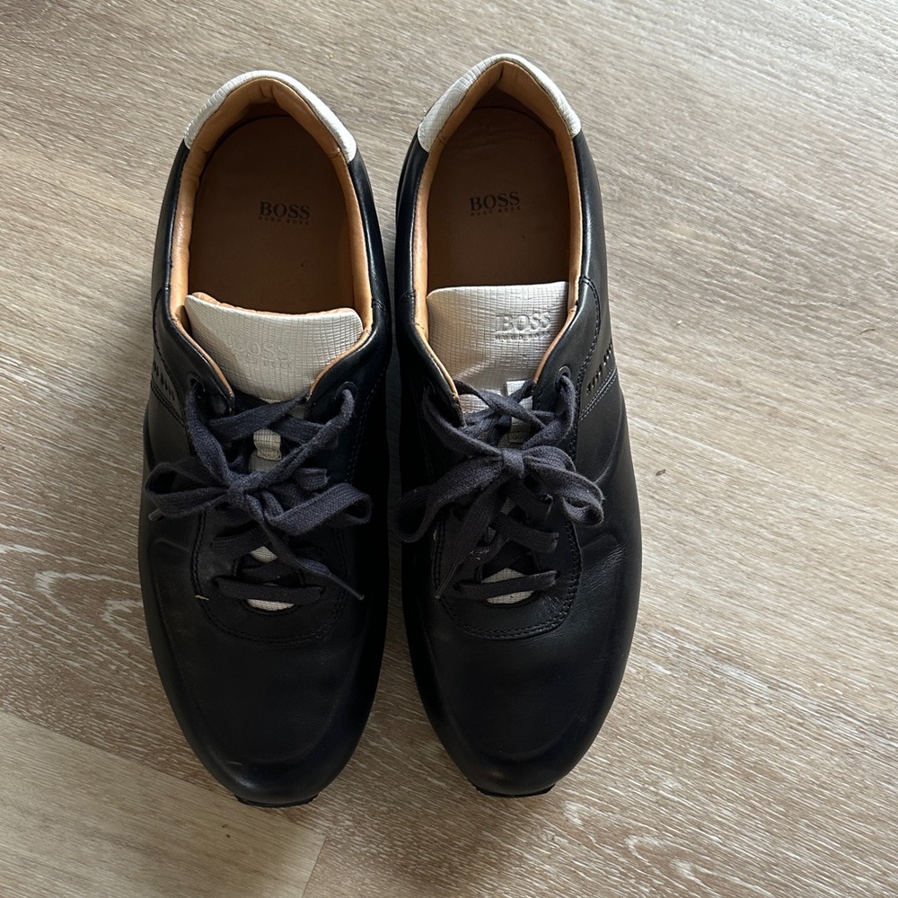 BOSS Men's Black and White Sneakers